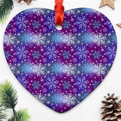 Snow White Blue Purple Tulip Heart Ornament (Two Sides)