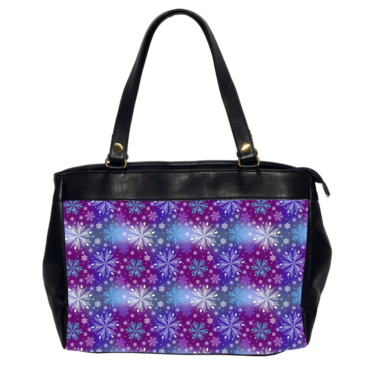 Snow White Blue Purple Tulip Oversize Office Handbag (2 Sides)