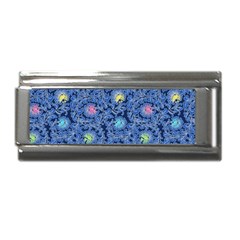 Floral Asia Seamless Pattern Blue Superlink Italian Charm (9mm)