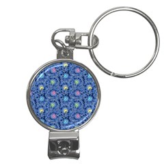 Floral Asia Seamless Pattern Blue Nail Clippers Key Chain by Pakemis