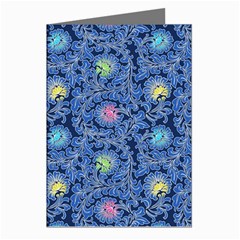 Floral Asia Seamless Pattern Blue Greeting Cards (pkg Of 8) by Pakemis