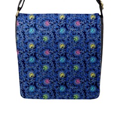 Floral Asia Seamless Pattern Blue Flap Closure Messenger Bag (l) by Pakemis