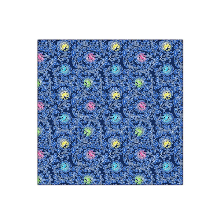 Floral Asia Seamless Pattern Blue Satin Bandana Scarf 22  x 22 