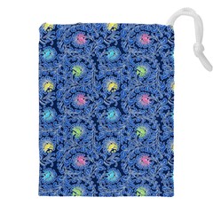 Floral Asia Seamless Pattern Blue Drawstring Pouch (5xl)