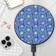 Floral Asia Seamless Pattern Blue Wireless Fast Charger(black) by Pakemis