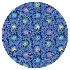 Floral Asia Seamless Pattern Blue Round Trivet by Pakemis