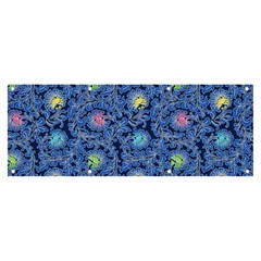 Floral Asia Seamless Pattern Blue Banner And Sign 8  X 3  by Pakemis