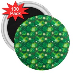 Leaf Clover Star Glitter Seamless 3  Magnets (100 Pack) by Pakemis