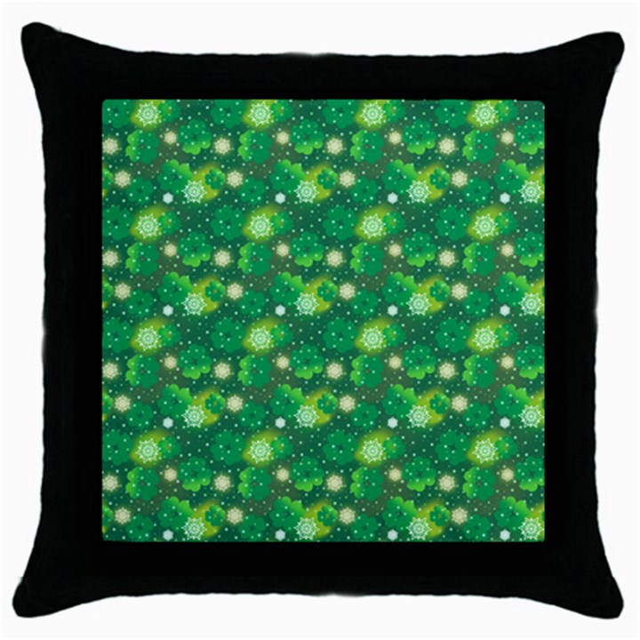 Leaf Clover Star Glitter Seamless Throw Pillow Case (Black)