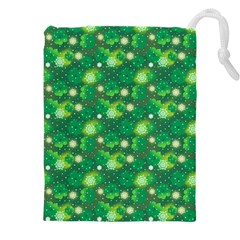 Leaf Clover Star Glitter Seamless Drawstring Pouch (4xl) by Pakemis