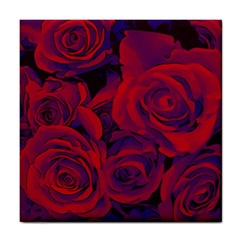 Roses Red Purple Flowers Pretty Tile Coaster by Ravend