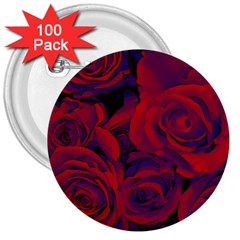 Roses Red Purple Flowers Pretty 3  Buttons (100 Pack)  by Ravend