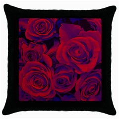 Roses Red Purple Flowers Pretty Throw Pillow Case (black) by Ravend