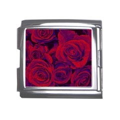 Roses Red Purple Flowers Pretty Mega Link Italian Charm (18mm) by Ravend