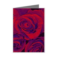 Roses Red Purple Flowers Pretty Mini Greeting Card by Ravend