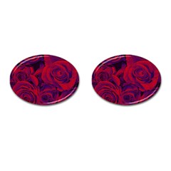 Roses Red Purple Flowers Pretty Cufflinks (oval) by Ravend