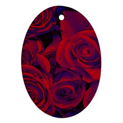 Roses Red Purple Flowers Pretty Oval Ornament (two Sides) by Ravend