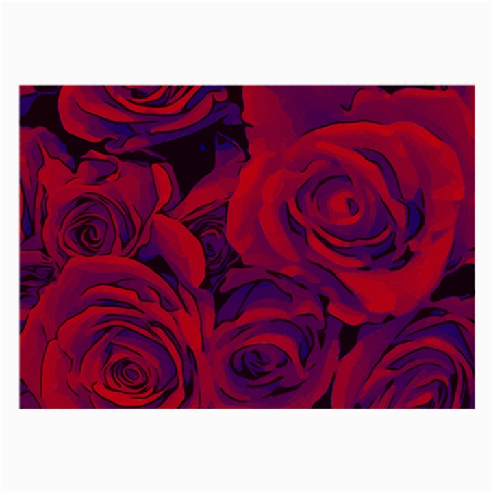 Roses Red Purple Flowers Pretty Large Glasses Cloth (2 Sides)