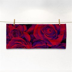 Roses Red Purple Flowers Pretty Hand Towel by Ravend