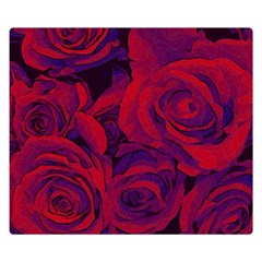 Roses Red Purple Flowers Pretty Premium Plush Fleece Blanket (small) by Ravend