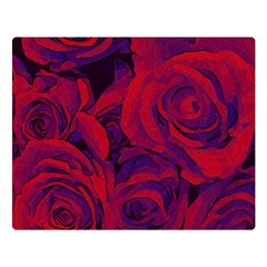 Roses Red Purple Flowers Pretty Premium Plush Fleece Blanket (large) by Ravend