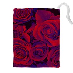 Roses Red Purple Flowers Pretty Drawstring Pouch (4xl) by Ravend