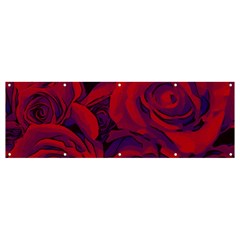 Roses Red Purple Flowers Pretty Banner And Sign 12  X 4  by Ravend