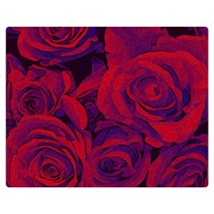 Roses Red Purple Flowers Pretty One Side Premium Plush Fleece Blanket (medium) by Ravend