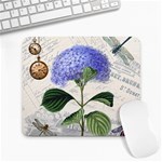 Blue Hydrangea Flower Painting Vintage Shabby Chic Dragonflies Large Mousepad Front