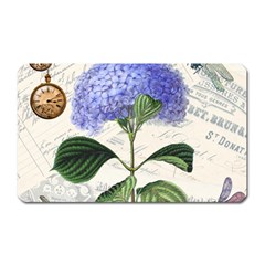 Blue Hydrangea Flower Painting Vintage Shabby Chic Dragonflies Magnet (rectangular) by danenraven