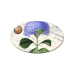 Blue Hydrangea Flower Painting Vintage Shabby Chic Dragonflies Sticker Oval (100 Pack) by danenraven