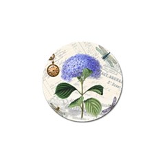 Blue Hydrangea Flower Painting Vintage Shabby Chic Dragonflies Golf Ball Marker (10 Pack) by danenraven