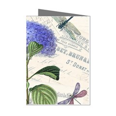 Blue Hydrangea Flower Painting Vintage Shabby Chic Dragonflies Mini Greeting Cards (pkg Of 8) by danenraven