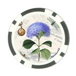 Blue Hydrangea Flower Painting Vintage Shabby Chic Dragonflies Poker Chip Card Guard Back