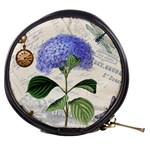 Blue Hydrangea Flower Painting Vintage Shabby Chic Dragonflies Mini Makeup Bag Front