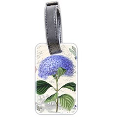 Blue Hydrangea Flower Painting Vintage Shabby Chic Dragonflies Luggage Tag (two Sides) by danenraven