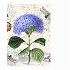 Blue Hydrangea Flower Painting Vintage Shabby Chic Dragonflies Small Garden Flag (two Sides) by danenraven