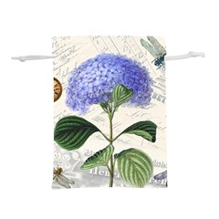 Blue Hydrangea Flower Painting Vintage Shabby Chic Dragonflies Lightweight Drawstring Pouch (m) by danenraven