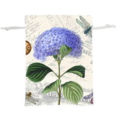 Blue Hydrangea Flower Painting Vintage Shabby Chic Dragonflies Lightweight Drawstring Pouch (xl) by danenraven