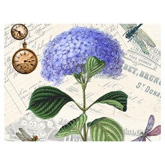 Blue Hydrangea Flower Painting Vintage Shabby Chic Dragonflies One Side Premium Plush Fleece Blanket (extra Small)