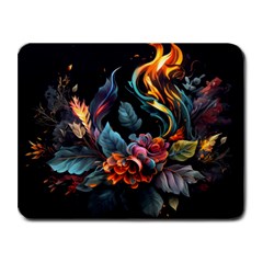 Flowers Flame Abstract Floral Small Mousepad by Ravend