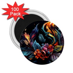 Flowers Flame Abstract Floral 2 25  Magnets (100 Pack)  by Ravend