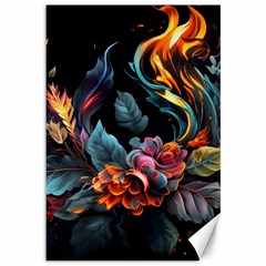 Flowers Flame Abstract Floral Canvas 12  X 18  by Ravend