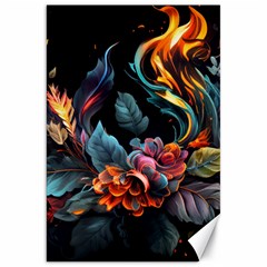 Flowers Flame Abstract Floral Canvas 20  X 30  by Ravend