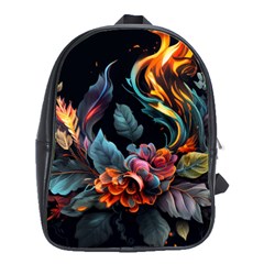 Flowers Flame Abstract Floral School Bag (large) by Ravend