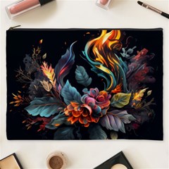 Flowers Flame Abstract Floral Cosmetic Bag (xxxl) by Ravend