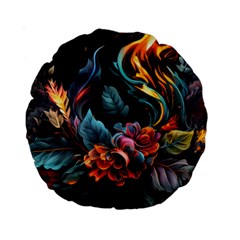 Flowers Flame Abstract Floral Standard 15  Premium Round Cushions by Ravend