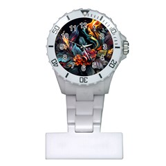 Flowers Flame Abstract Floral Plastic Nurses Watch by Ravend