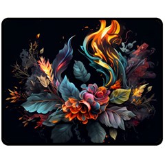 Flowers Flame Abstract Floral Fleece Blanket (medium) by Ravend