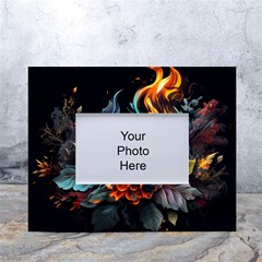 Flowers Flame Abstract Floral White Tabletop Photo Frame 4 x6 